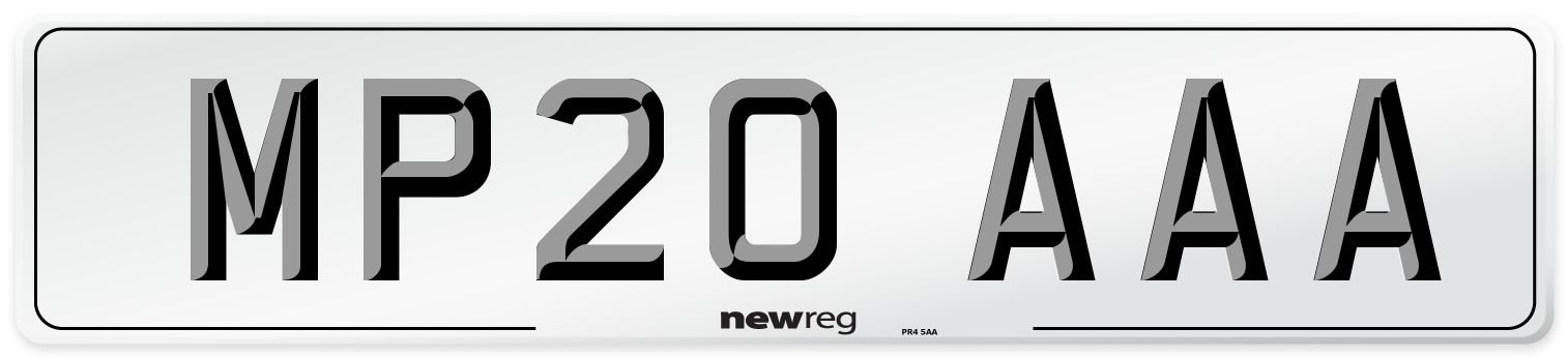 MP20 AAA Number Plate from New Reg